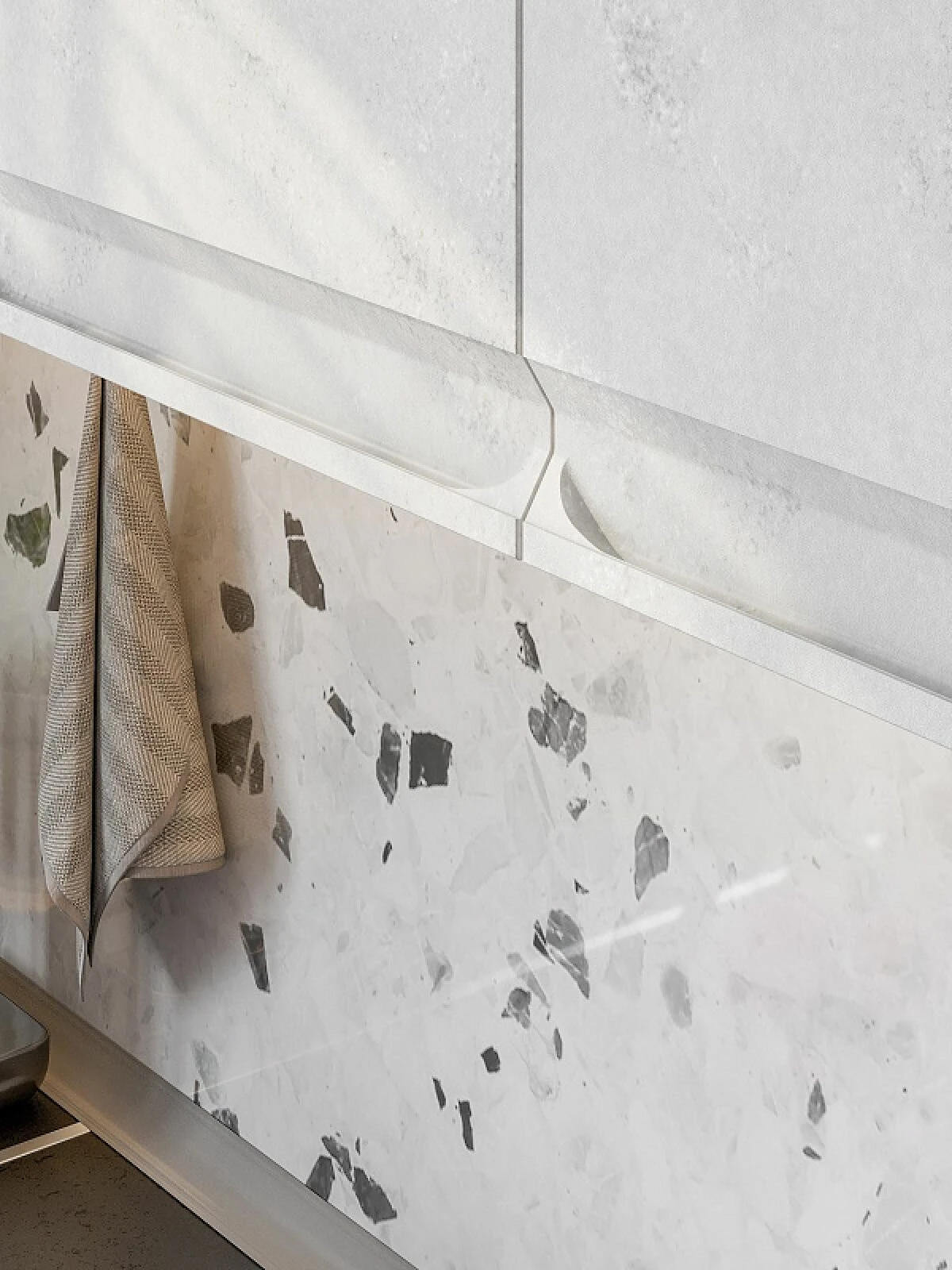 ARNIKA Кухонный гарнитур Вельвет без столешницы, 200х60х214.2 см, белый, бетон графит